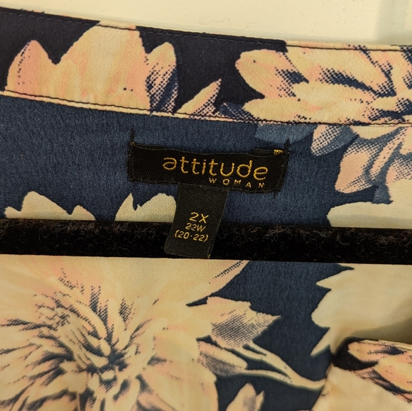 3/$15 Blue Floral Blouse - Picture 2 of 2